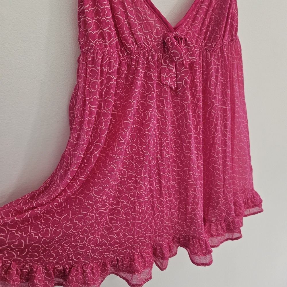 Y2K Victoria Secret Fairy Coquette Cottagecore Pink Heart Slip Mini Dress Ruffle